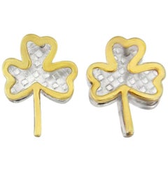 Shamrock Cufflink in Sterling Silver and 18 Karat Gold Vermeil