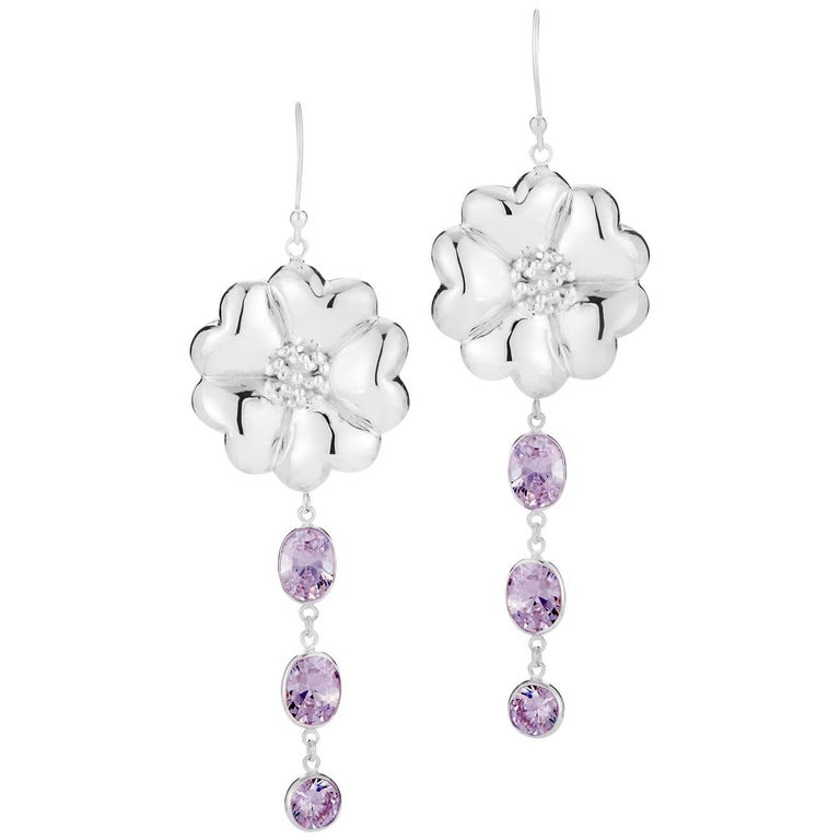 Amethyst Blossom Mixed Stone Drop Earrings For Sale (Free Shipping) at 1stDibs