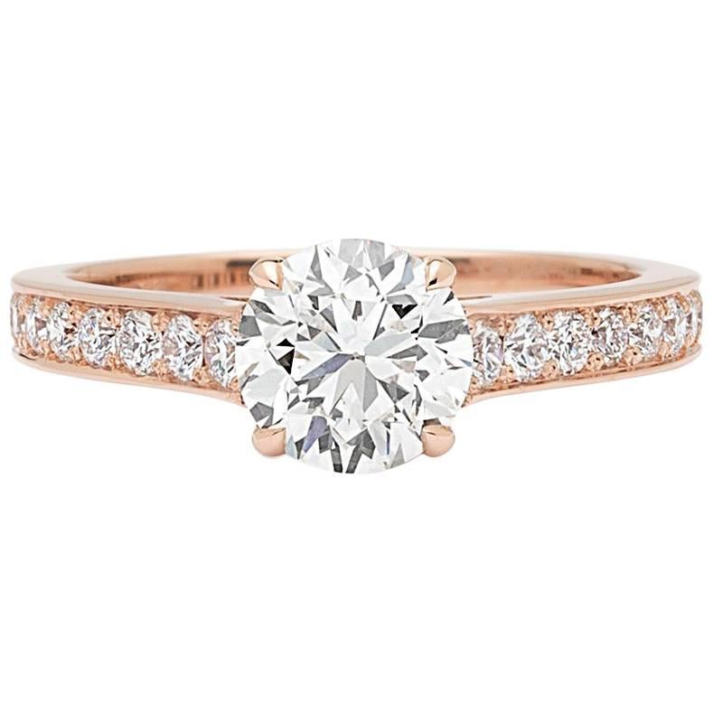 18 Karat Rose Gold Engagement Ring Featuring GIA 1.18 Carat Diamond