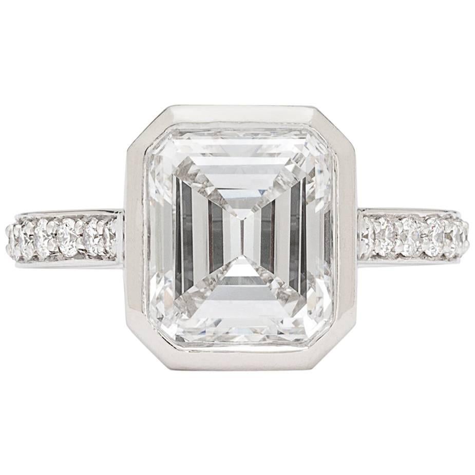 GIA 2.87 Emerald Cut Bezel Set Engagement Ring at 1stDibs | bezel set ...