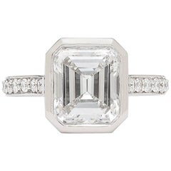 GIA 2::87 Verlobungsring mit Smaragdschliff und Lünette