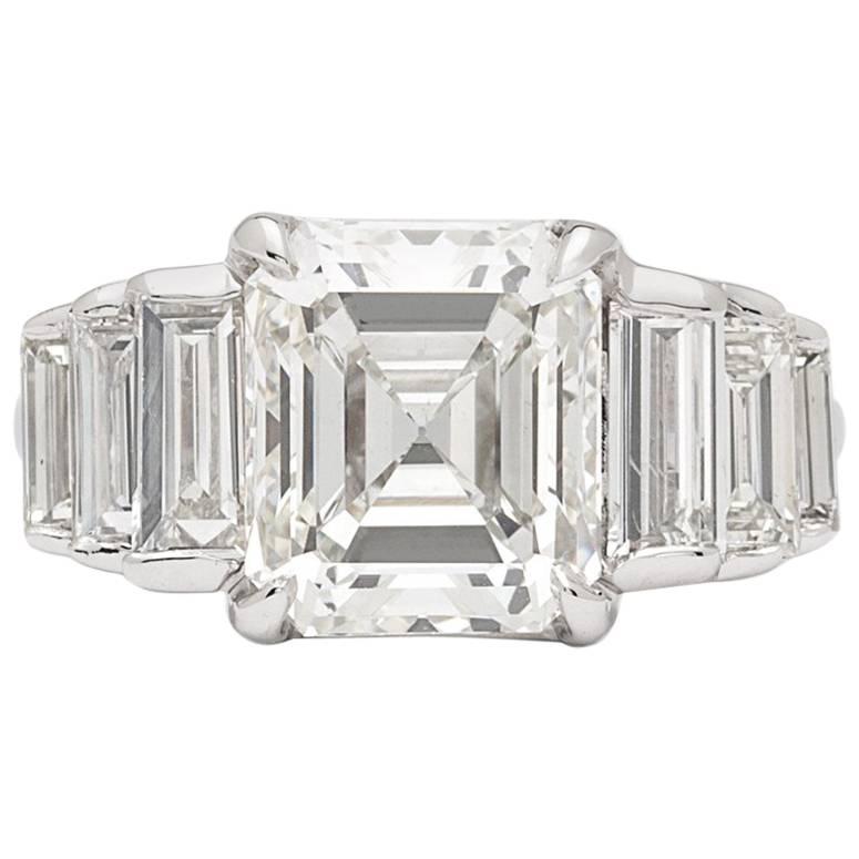 Phenomenal 3.68 Carat GIA Emerald Cut in Custom 18 Karat Diamond Ring