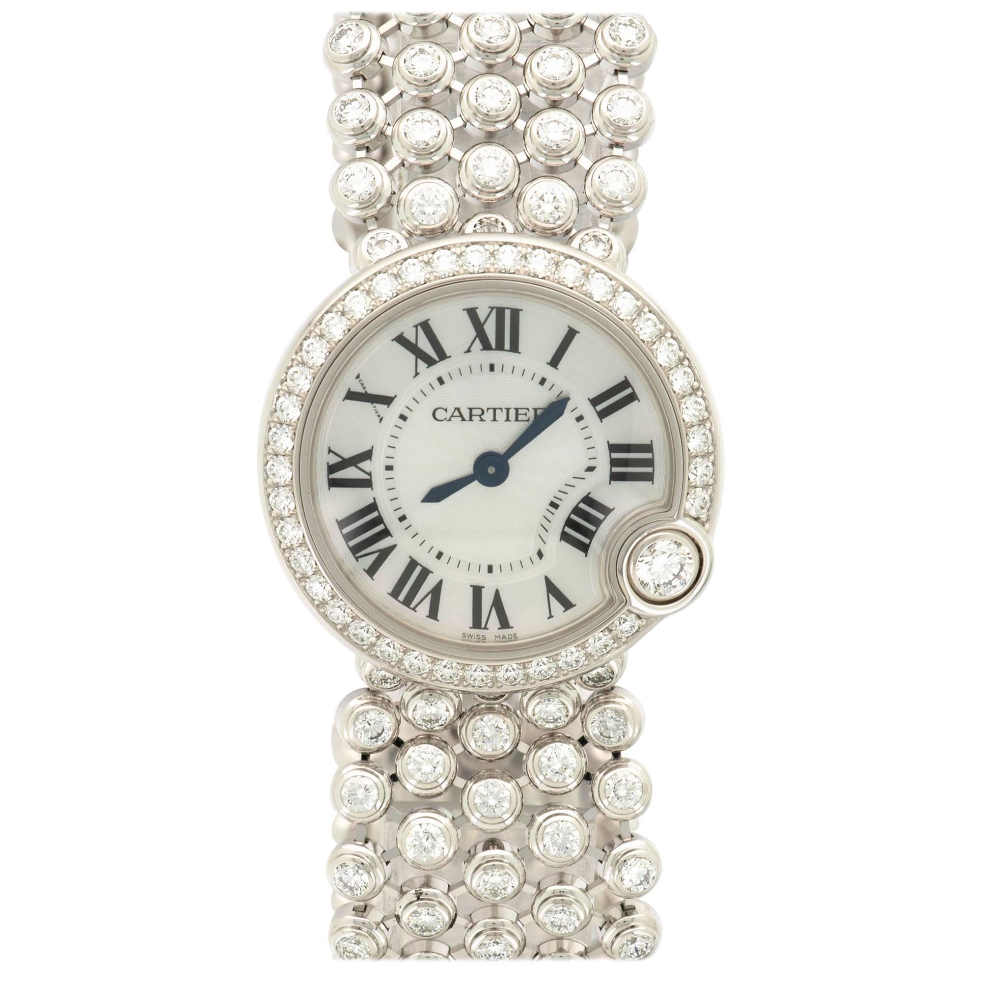 Cartier White Gold Diamond Ballon Blanc Bracelet Wristwatch, circa 2014