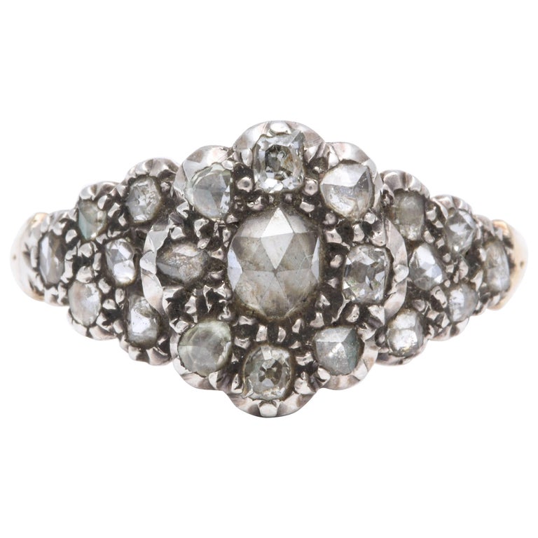 Antique Georgian Ladies Diamond Cluster Ring For Sale