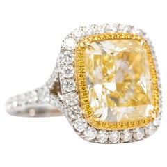 Bague de fiançailles halo en platine avec diamants de 12,25 carats certifiés GIA, de 10,10 carats