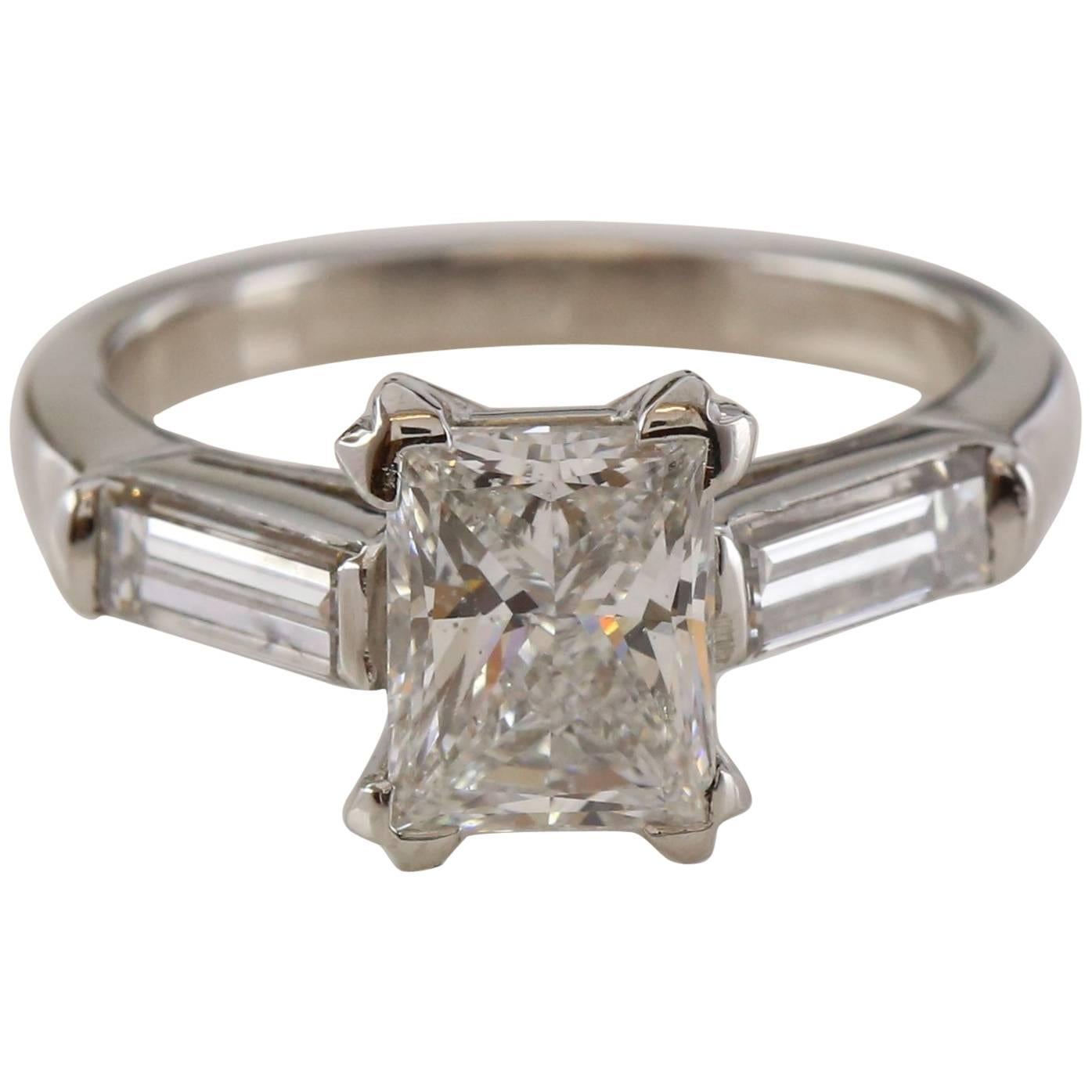 2.09 Carat Princess Cut Diamond Ring EDR Certified Ring For Sale