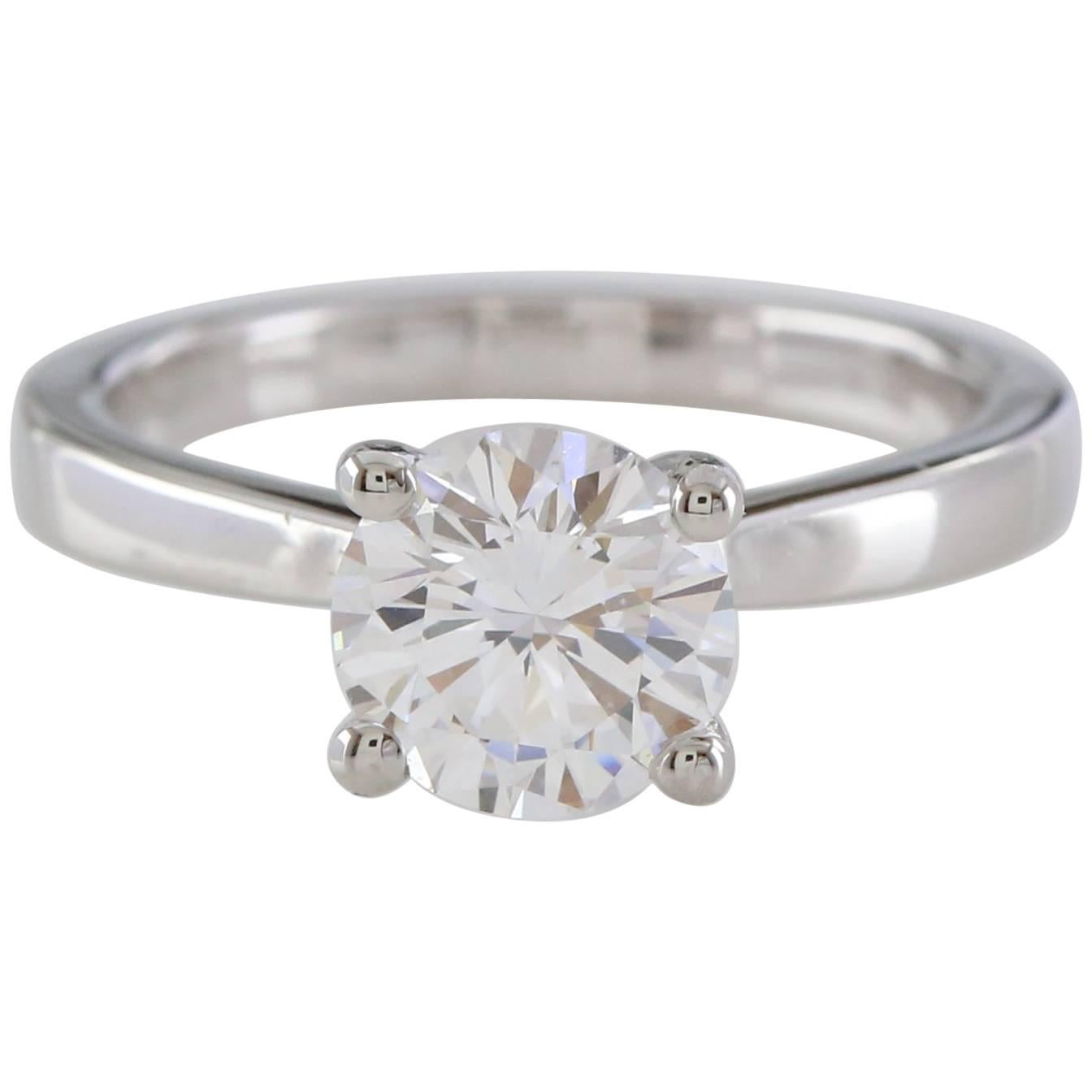 GIA 1.50 Carat Round Brilliant Certified Diamond Ring For Sale