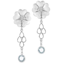 Light Blue Topaz Blossom Stone Chandelier Earrings