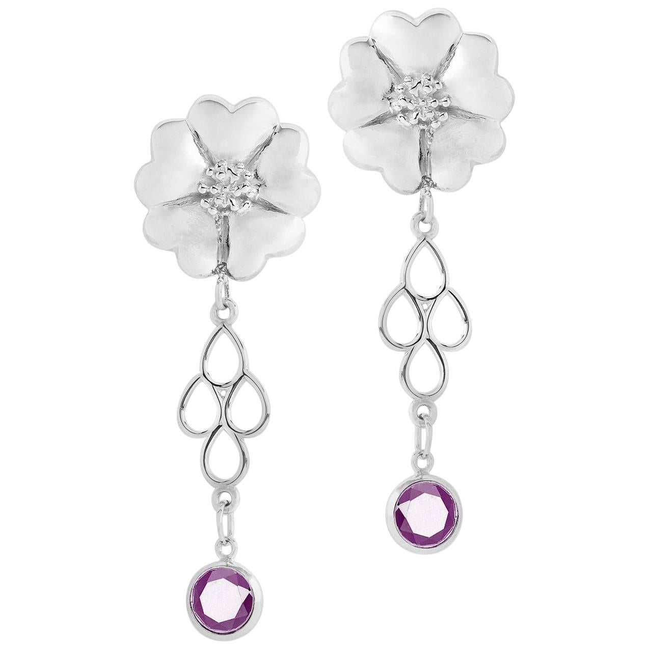 Amethyst Blossom Stone Chandelier Earrings For Sale
