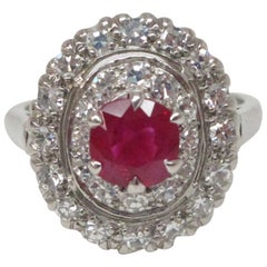 GIA Certified 0.97 Carat Burma Ruby Diamond Platinum Ring