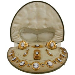 French King Louis-Philippe Era Mythology Cameo Gold Parure Original Fitted Case