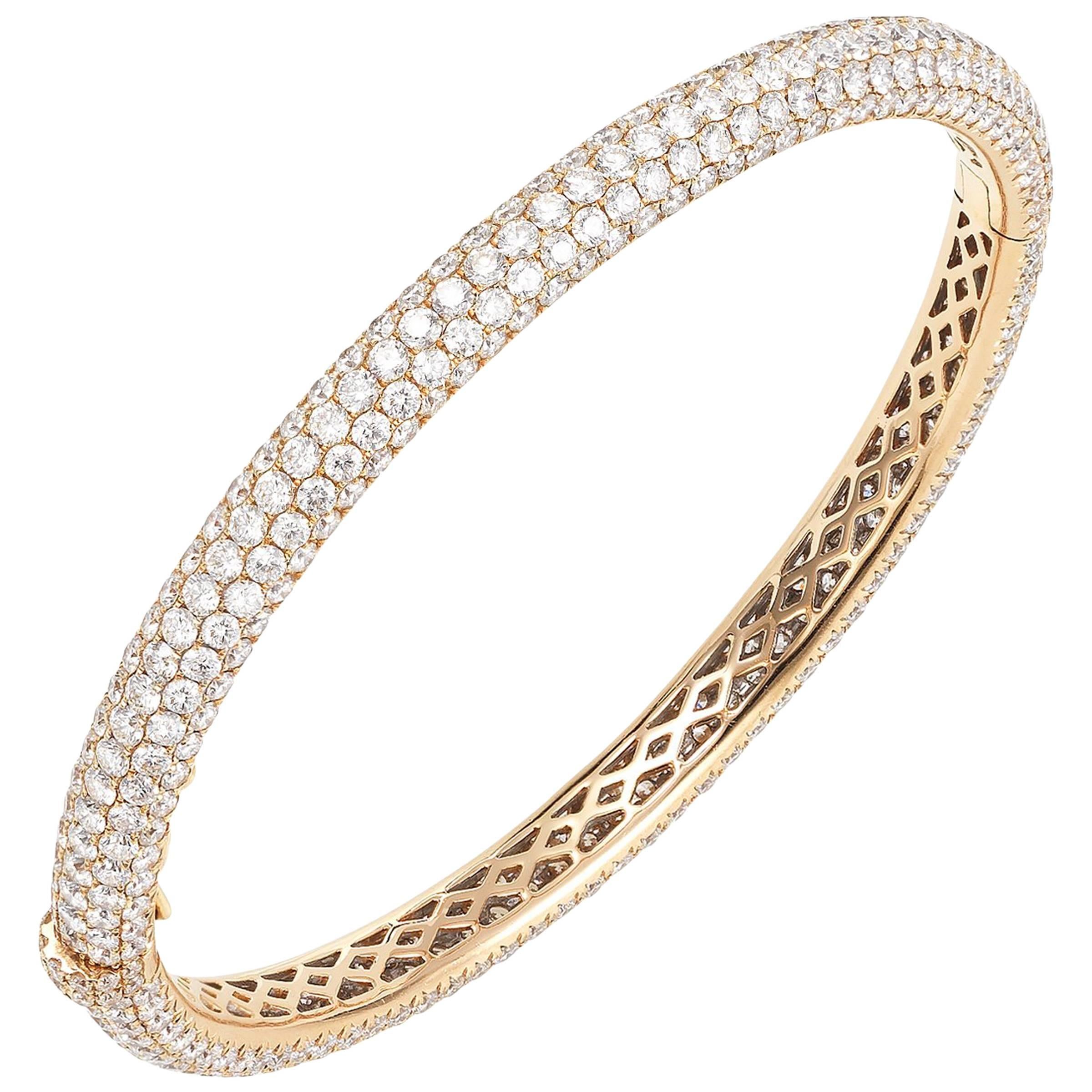 Rose Gold Pave Diamond Bangle Bracelet
