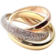 Cartier Diamond Trinity Tri-Color Gold Band Ring