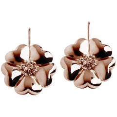24k Rose Gold Vermeil Blossom Wire Hook Earrings 