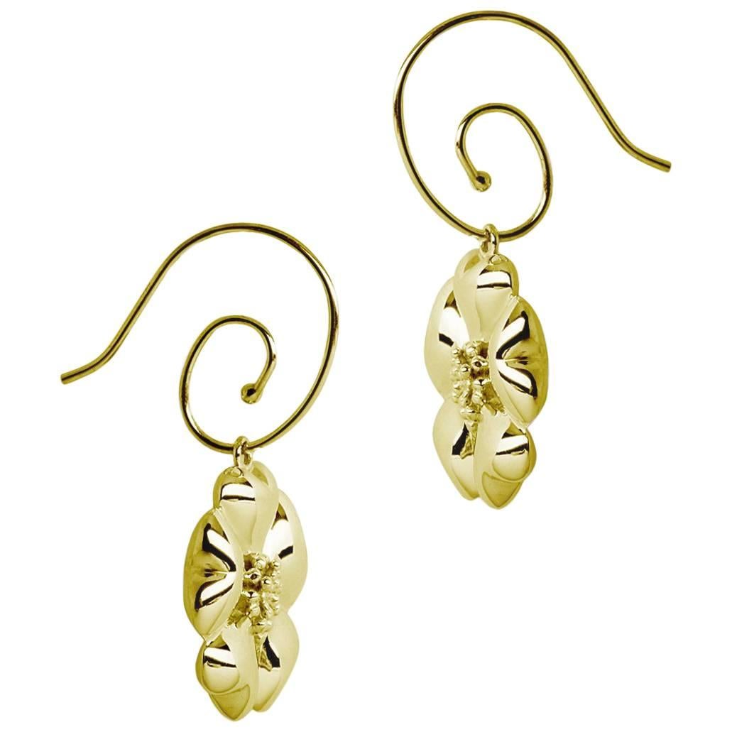 24k Yellow Gold Vermeil Blossom Circular Earwires For Sale