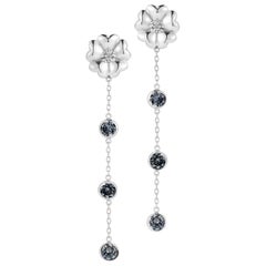 Black Sapphire Triple Stone Drop Blossom Earrings