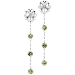 Olive Peridot Triple Stone Drop Blossom Earrings