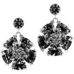 Black Sapphire Single Blossom Drop Earrings