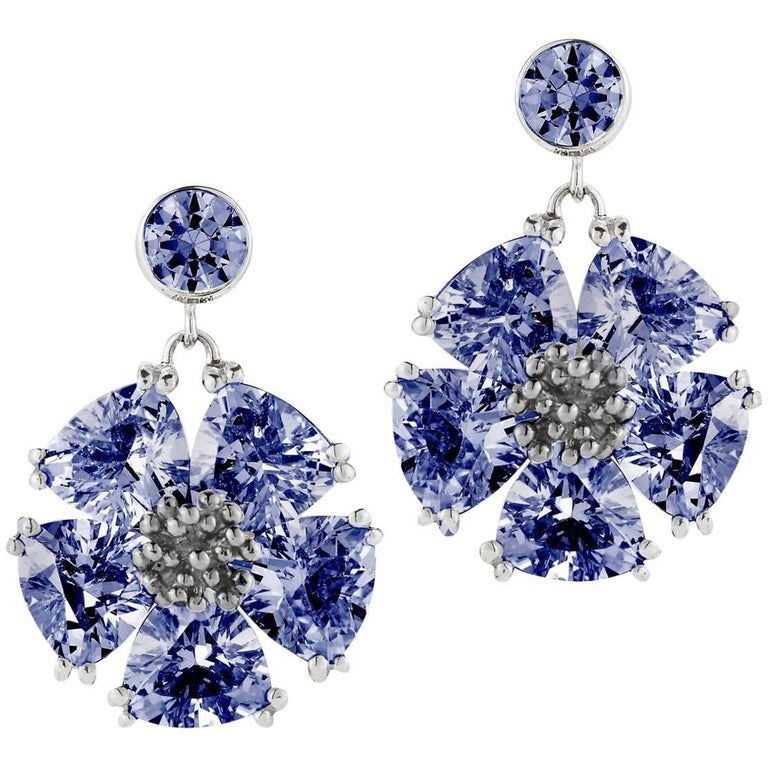 Dark Blue Shire Single Blossom Drop Earrings For At 1stdibs Dark Blue Shire Single Blossom Drop Earrings For