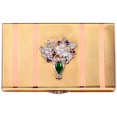 Art Deco Gold Platinum Diamond Compact Box