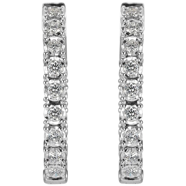 Mark Broumand 1.00ct Round Brilliant Cut Diamond Hoop Earrings in 14k ...