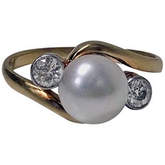 Diamond and Pearl 18 Karat Ring, circa 1920