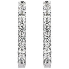 Mark Broumand 2.80ct Round Brilliant Cut Diamond Hoop Earrings in 14k White Gold