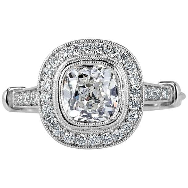 Mark Broumand 1.80 Carat Old Mine Cut Diamond Engagement Ring For Sale ...