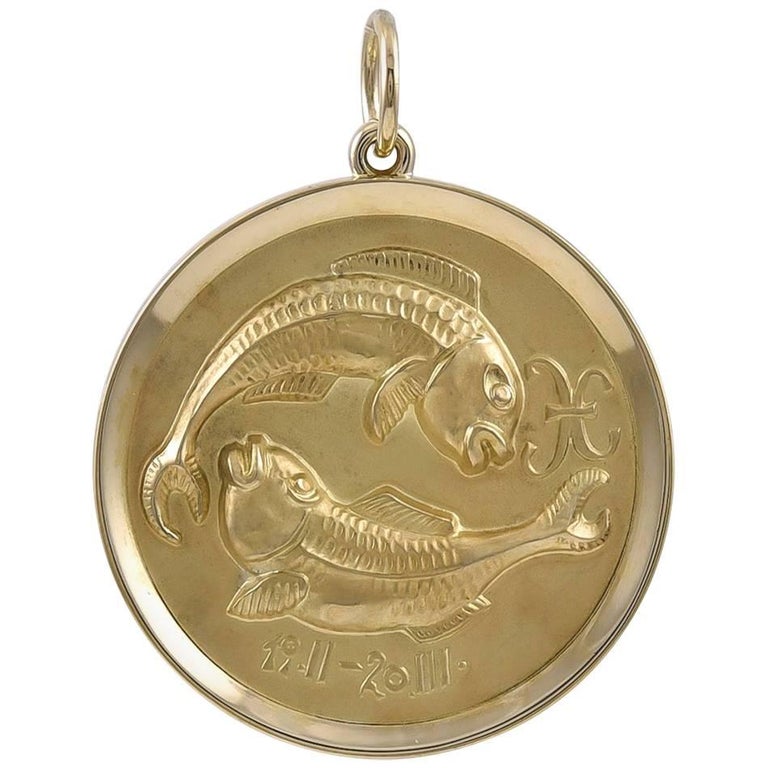 Gold Pisces Pendant Charm For At 1stdibs Gold Pisces Pendant Charm For