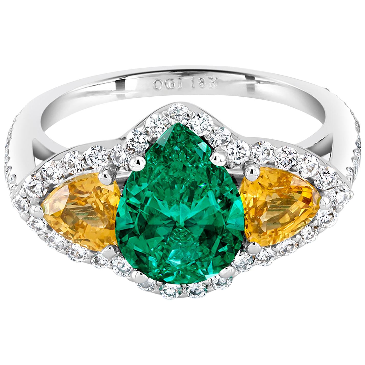 Colombian Emerald and Diamond Cluster Ring Weighing 3.36 Carat