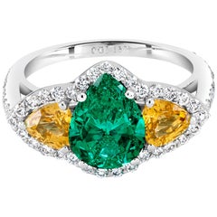 Colombian Emerald and Diamond Cluster Ring Weighing 3.36 Carat