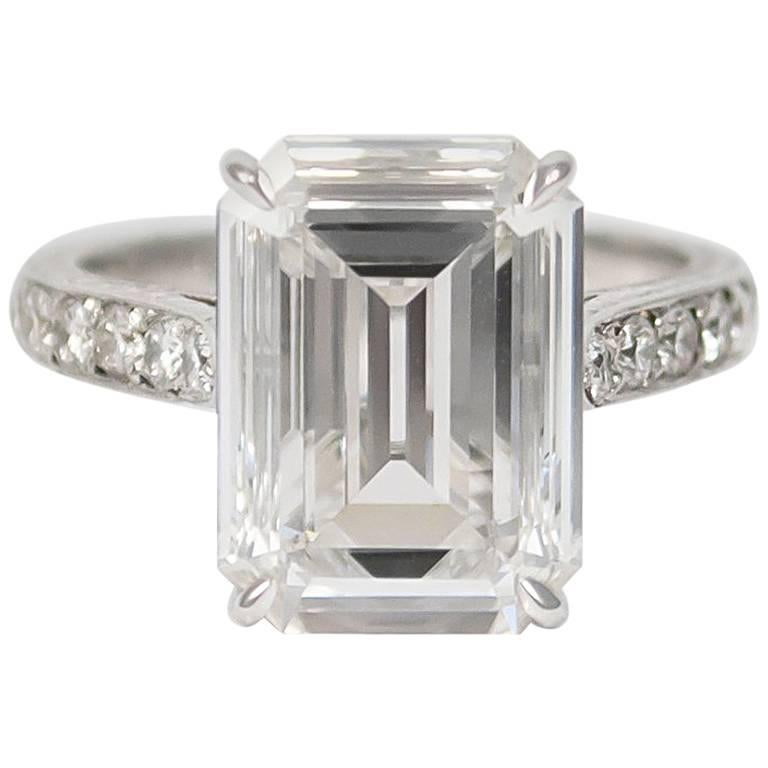 GIA Certified 4.11 Carat Emerald Cut Diamond Ring