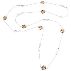 .925 Sterling Silver and 24k Gold Vermeil Blossom and Infinity Lariat Necklace