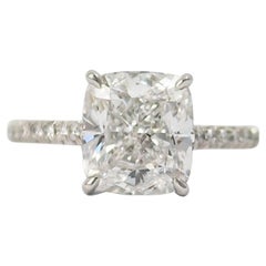 J. Birnbach GIA Certified D color 4.01 Carat Cushion Modified Diamond Ring