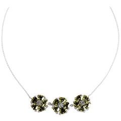 .925 Sterling Silver 15 x 7 mm Olive Peridot 16" 123 Blossom Stone Necklace
