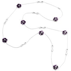 .925 Sterling Silver 15 x 7 mm Amethyst 46" Blossom Infinity Lariat