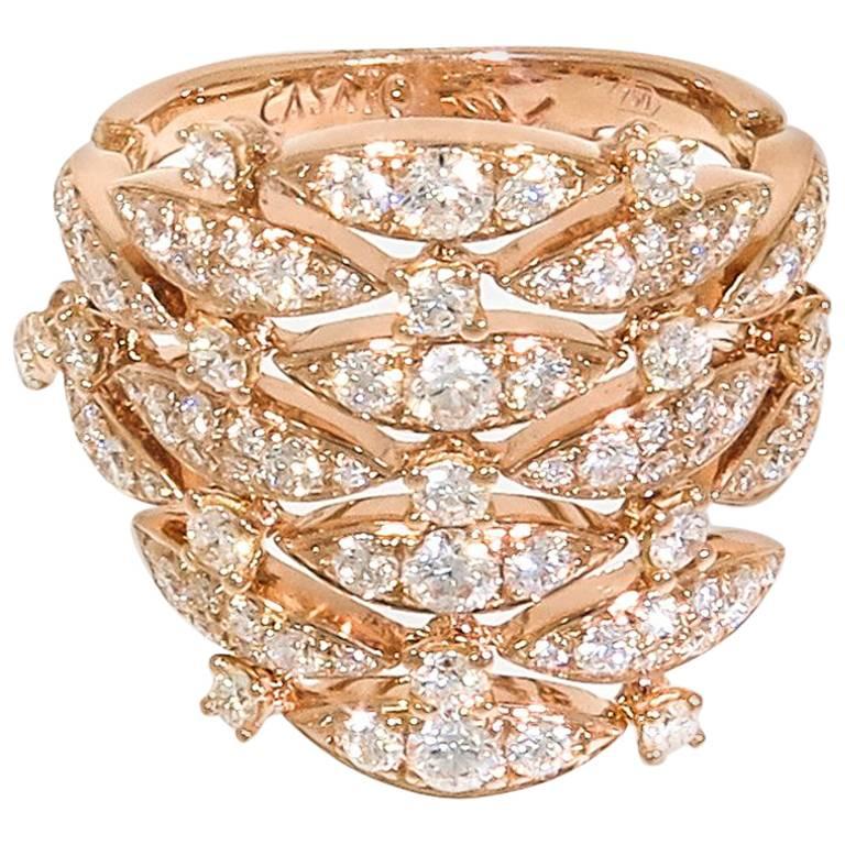 Rose Gold Diamond Cocktail Ring by Casato