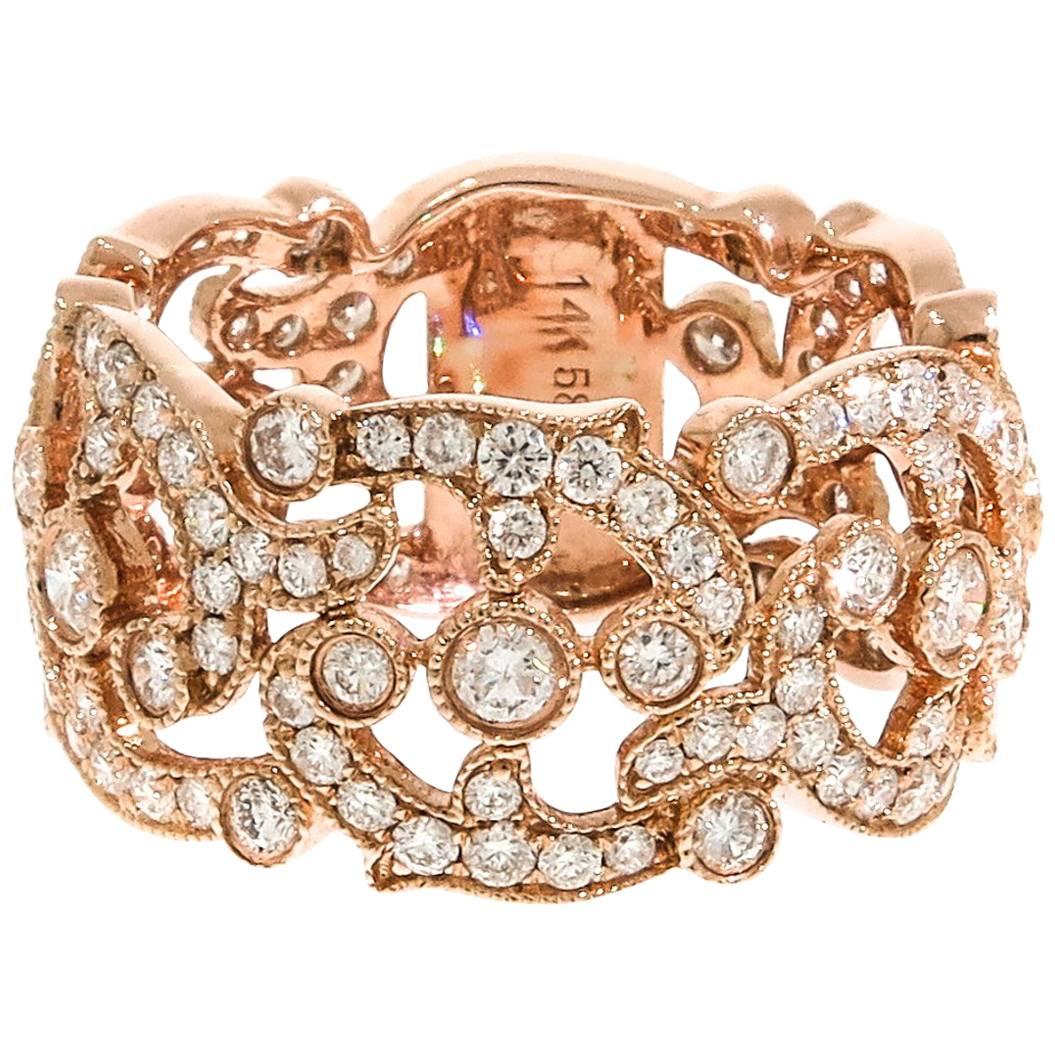 Diamond Lace Wide Rose Gold Band