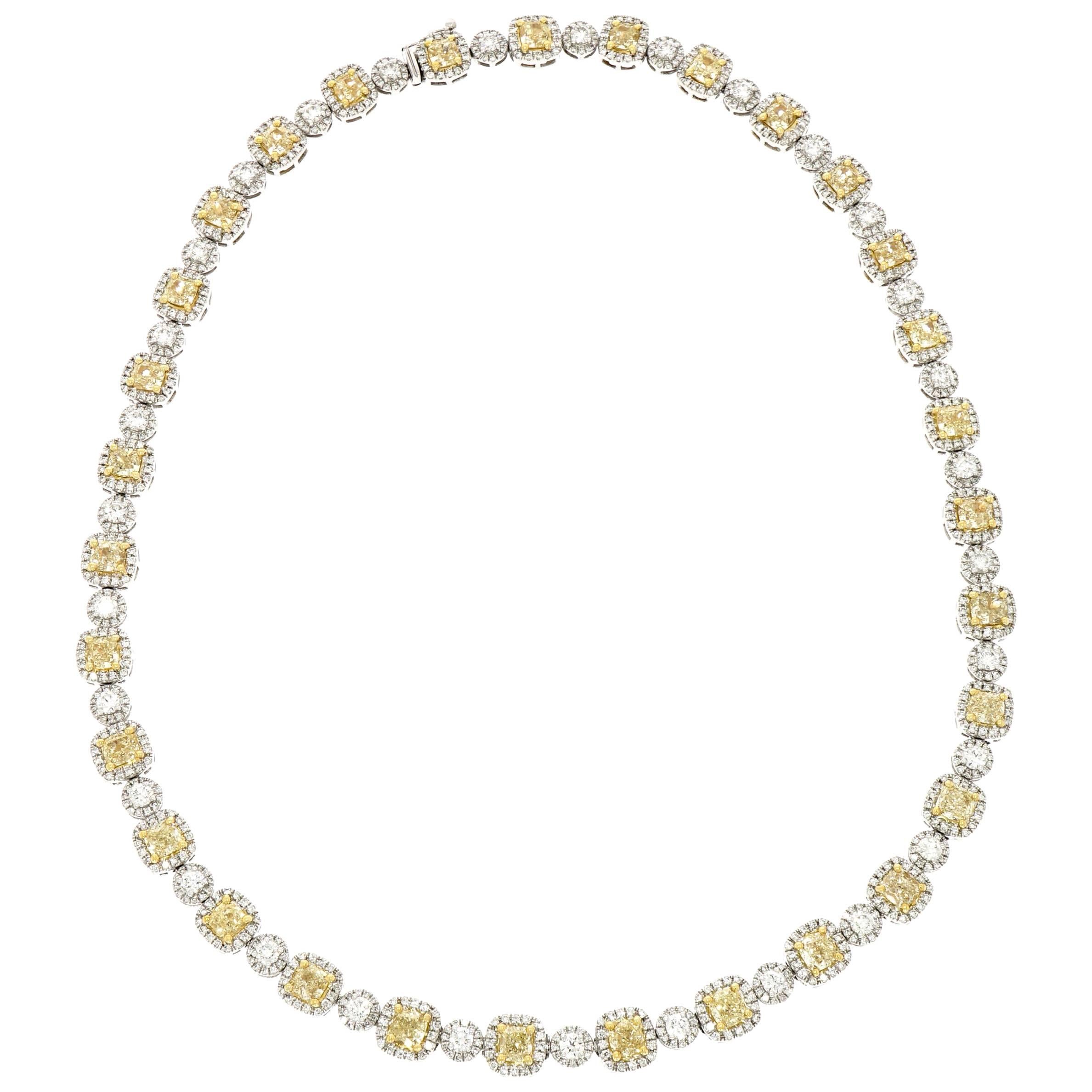 White and Canary Diamond Necklace