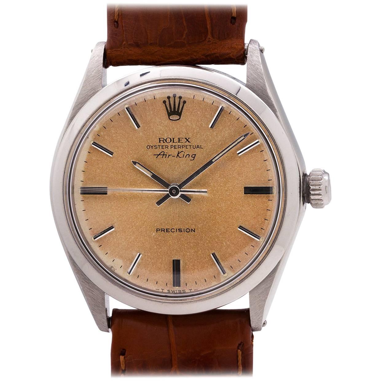 Rolex Stainless Steel Oyster Perpetual Peach Dial Self-Winding Wristwatch, c1973 For Sale