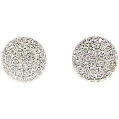 Pave Diamond Disc Stud Earrings