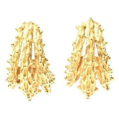 18 Karat Gold Pierced Earrings Italian Vintage