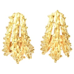 Vintage 18 Karat Gold Pierced Earrings Italian