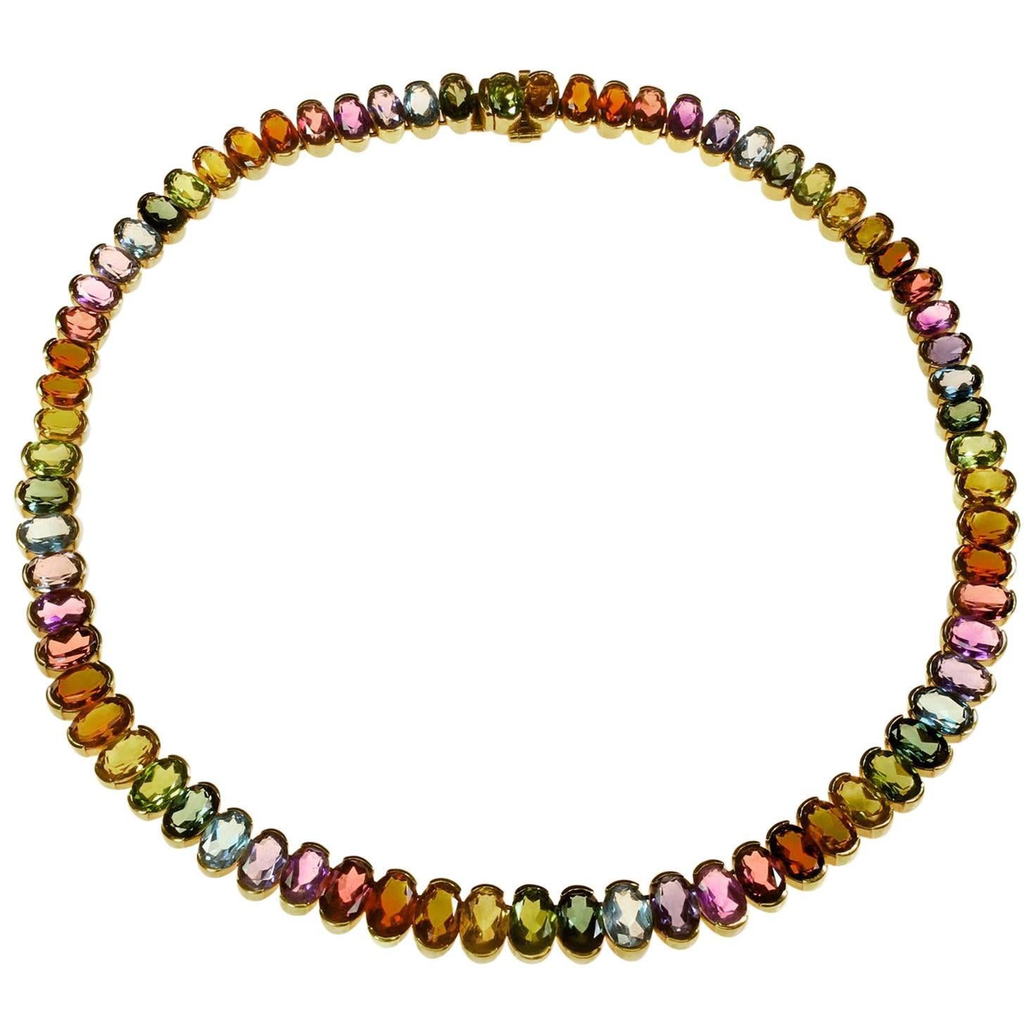 H. Stern Brazil Multi-Color Gemstone Yellow Gold Necklace