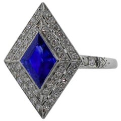 Diamond Lozenge Sapphire Ring