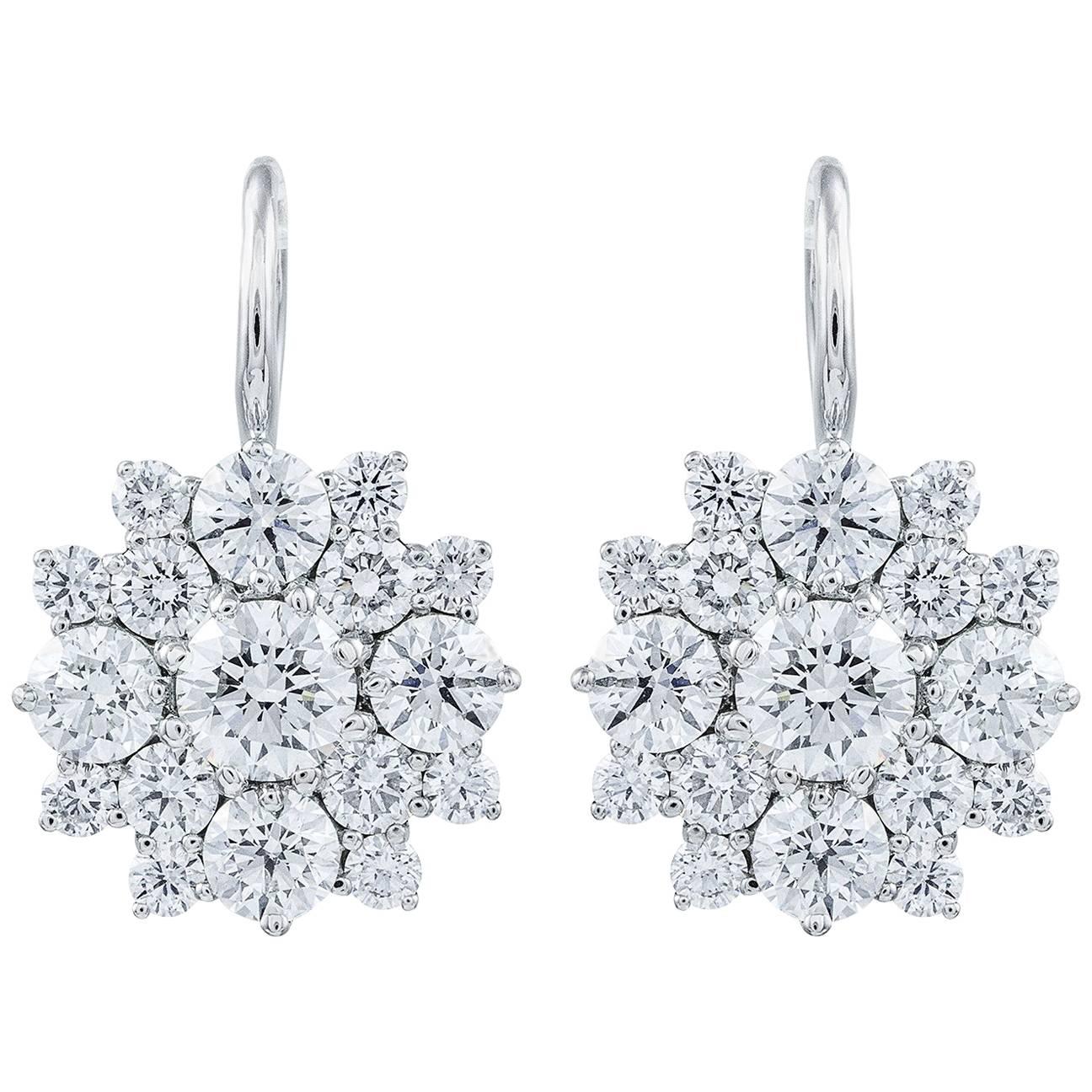 Ivanka Trump 5.80 Carats Brilliant Round Cluster Diamond Starburst Drop Earrings