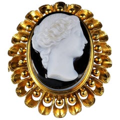 Antique Victorian Large Hard Stone Cameo