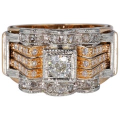 Art Deco 1.60 Diamond Rose Gold Platinum Dress Ring