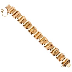 Retro Machine Age Yellow Gold Tank Bracelet