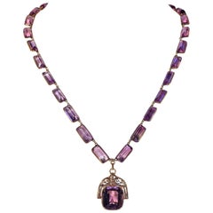 Victorian Amethyst Necklace Spinner Fob